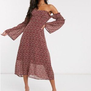 Bardot Midi Dress with flare sleeves